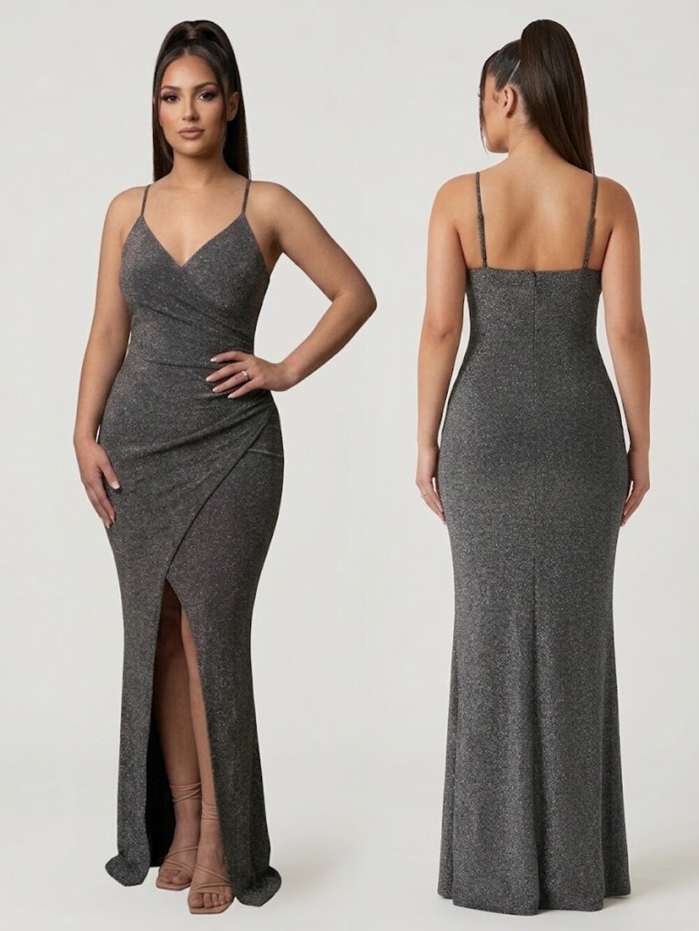 Sparkly Silver Floor Length Special Event Gown - NWT